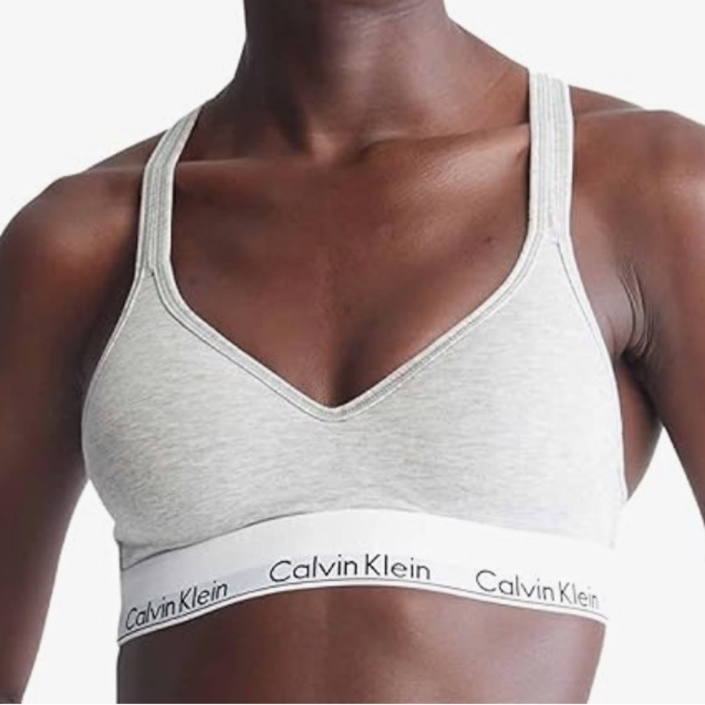 CALVIN KLEIN Women's Modern Cotton Lightly Lined Wireless Bralette Heather Grey